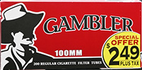 Gambler Cigarette Tubes Regular 100 PP 2.49 200ct Box